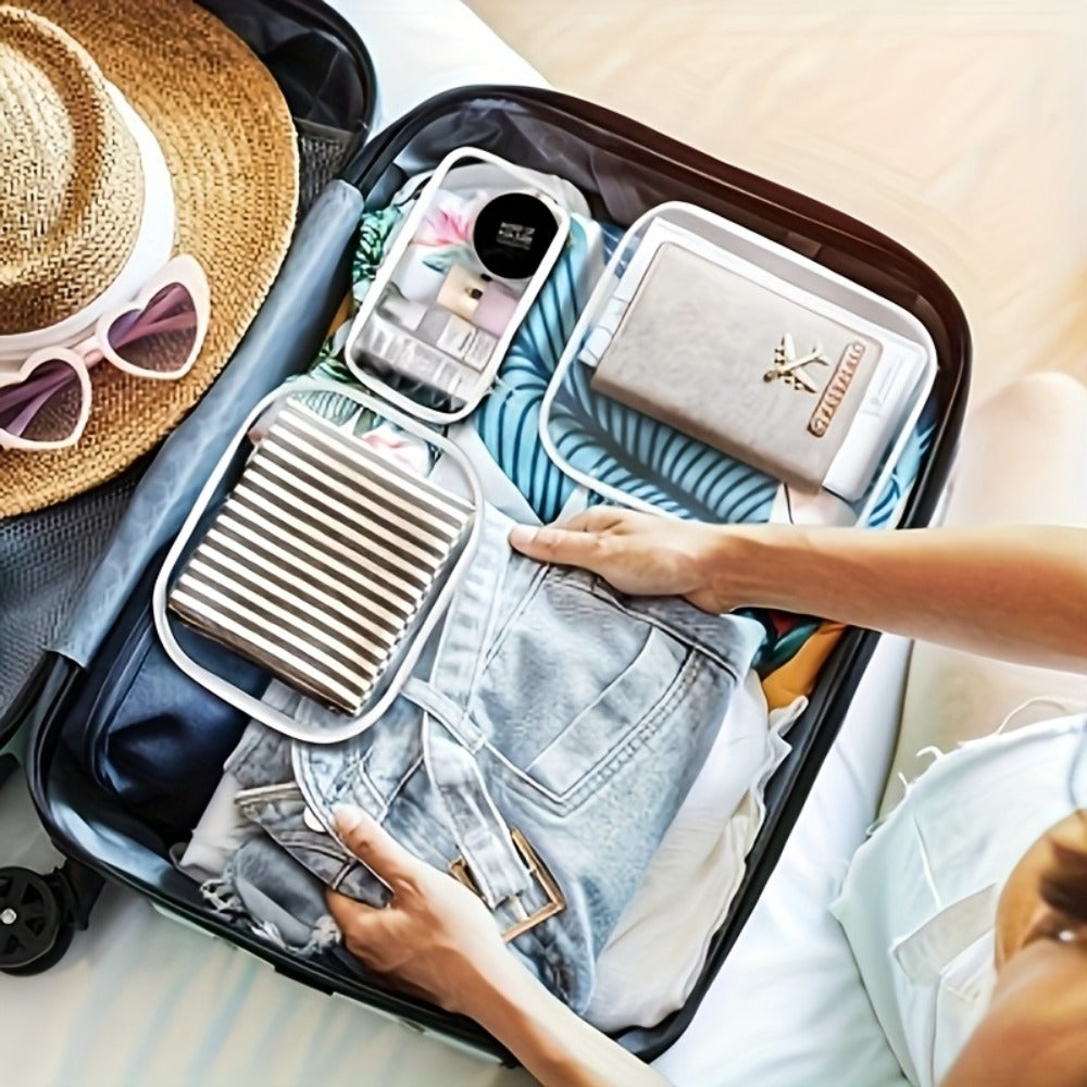 6pcs Double Zippered Hard Pouch, Transparent Storage Bag, Includes 3 Different Sizes.Storage, Hard Plastic, Pencil Case, Hard Plastic Clay Organiser, Clear Hard-shell Zip Case, Portable Make-up Bag for Holidays, Bathroom And Storage(2S+78.74inch+67.63oz)