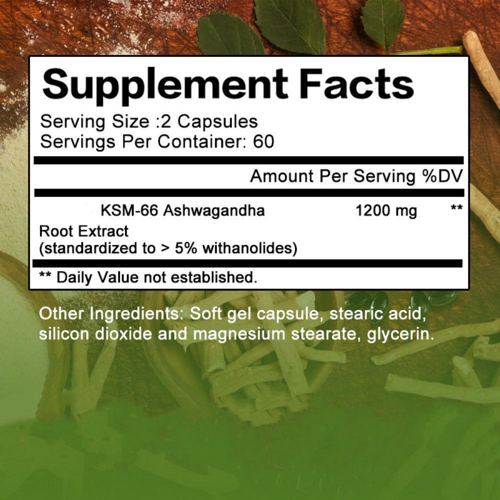 KSM-66 Ashwagandha Extra Strength, Stress & Mood Support, 1200mg Per Serving, 120 Capsules
