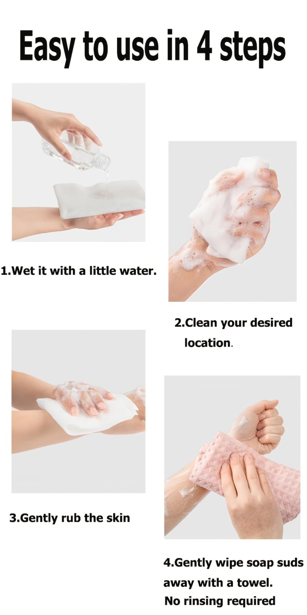 100pcs 11.81×11.81in Disposable No-Rinse Bath Wipes Soap Sheets Foaming Body Cleansing Cloths, Just Add Water To Lather, No Soap Or Rinsing Needed, Portable For Outdoor, Travel