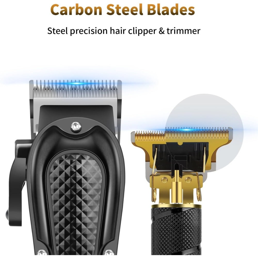 [USB Rechargeable] Professional Men's Grooming Kit, Rechargeable Hair Clipper And Beard Trimmer Set with Guide Combs, Nose Trimmer, Electric Shaver, USB Charging Cable, Haircut And Styling Tool for Men