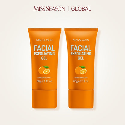 Facial Exfoliating Gel with Orange Enzyme 60g – Gentle Face & Body Scrub, Deep Pore Cleansing, Brightening, Moisturizing, Hypoallergenic for All Skin Types, 2-Pack