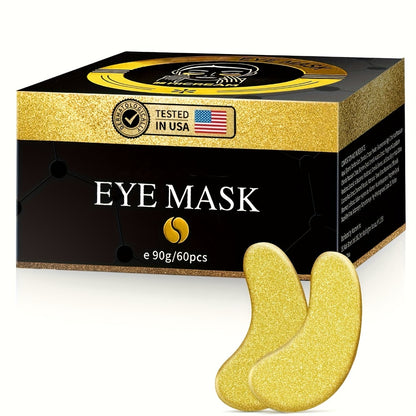 Under Eye Patches 24K Gold Collagen Hyaluronic Acid Glycerin Moisturizing Plumping Anti-Dark Circle Unisex All Skin Types Travel Gift 60pcs
