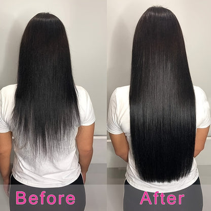 Clip In Hair Extensions Human Hair Straight — Brazilian Natural Black, 8 Pcs 18 Clips, Unprocessed Full Head Set, 12–24 Inch
