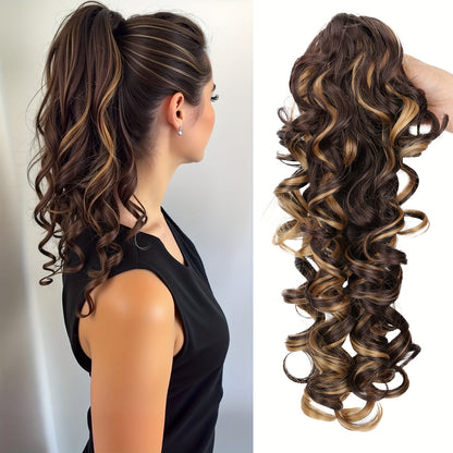 Afro Kinky Curly Ponytail Extension Claw Clip Synthetic Heat Resistant Volume Boosting Hair Piece for Women Daily Wear Special Occasions Multi Color 16 Inch