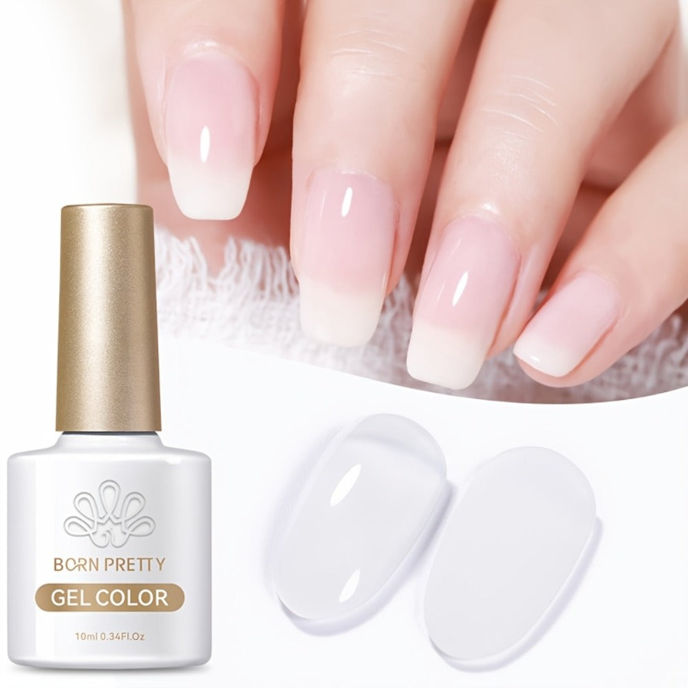 BORN PRETTY Milky White Jelly Nude Gel Nail Polish 0.34oz White Translucent Soak Off Gel Vernis Semi Permanent Need Light