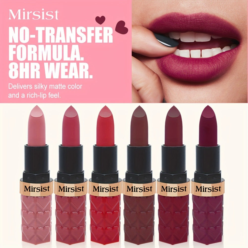 Matte Lipstick Set 6 Colors Waterproof Long Lasting Lip Gloss - Smudge Proof Non-Fading Velvet Lip Color Berry Red Tones for All Skin Types Daily Wear Special Events Holiday Gift