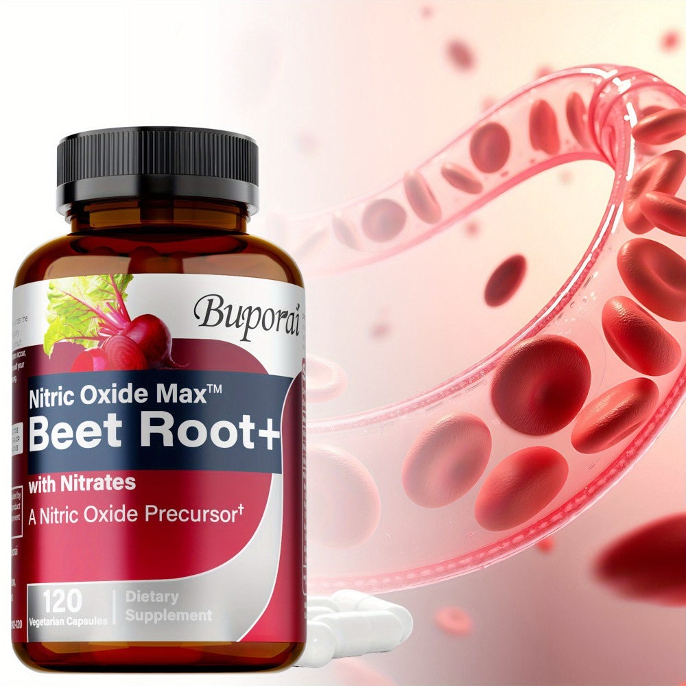 Nitric Oxide Beet Root - with Nitrates, Beet Root Powder, Black Pepper, Blood Pressure and Heart Health, Supports Nitric Oxide Production, Antioxidants - 120pcs
