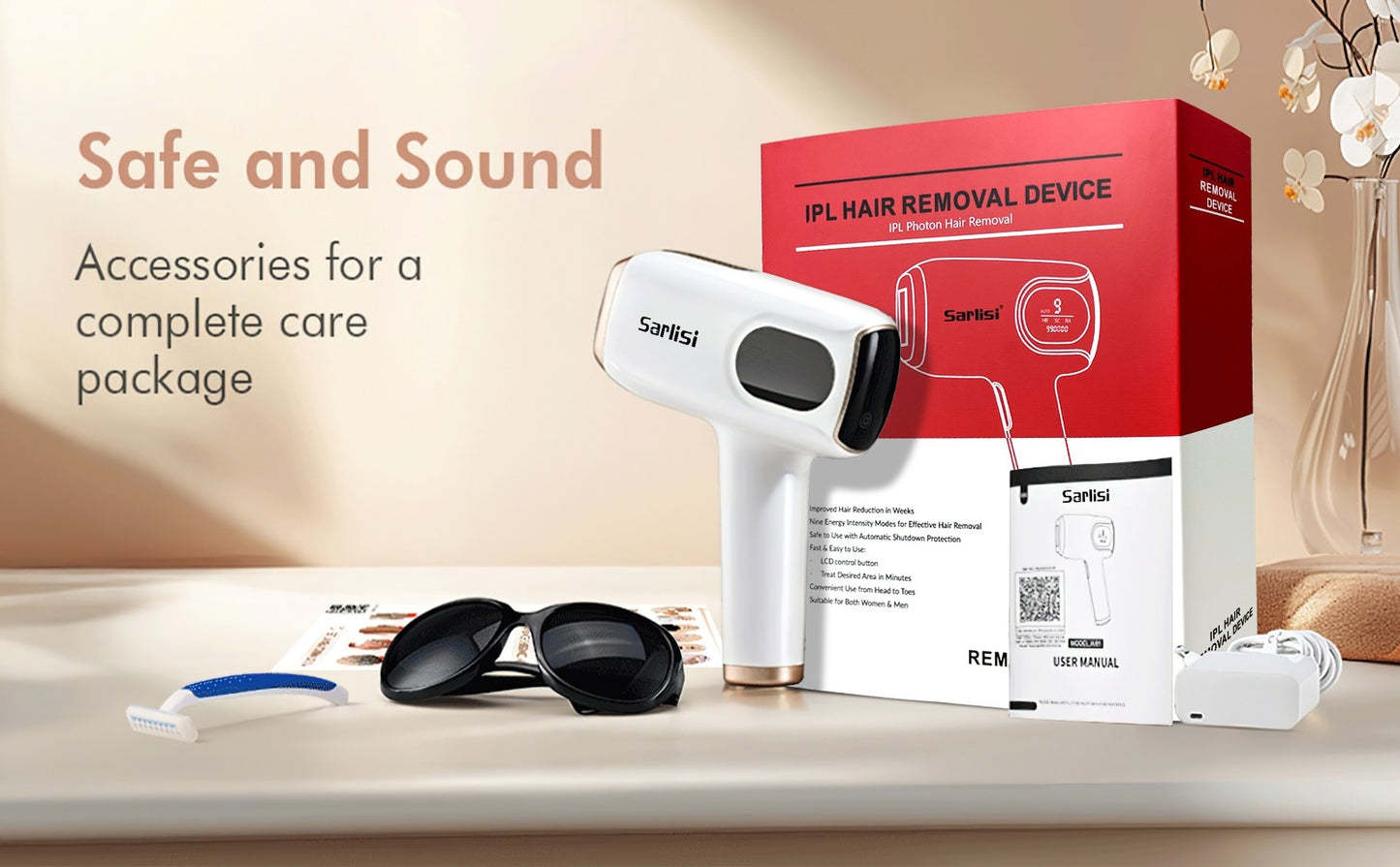 IPL Hair Removal Device for Women and Men - 9 Modes Auto Flash Painless Permanent Hair Removal Machine, Full Body At-Home IPL Laser Hair Remover for Face Legs Underarms Bikini Line
