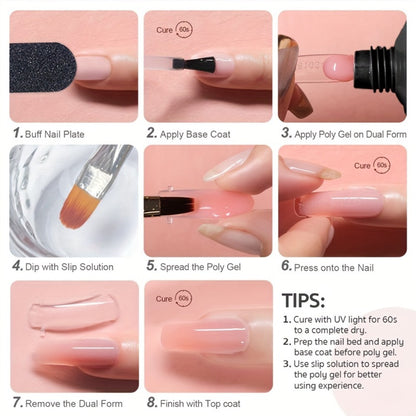 Poly Extension Gel Nail Kit 12 Colors – Semi-Permanent Hard Fiber Gel | Easy DIY Nail Extension & Protection | Beginner-Friendly Starter Set for Home Nail Care & Salon Use