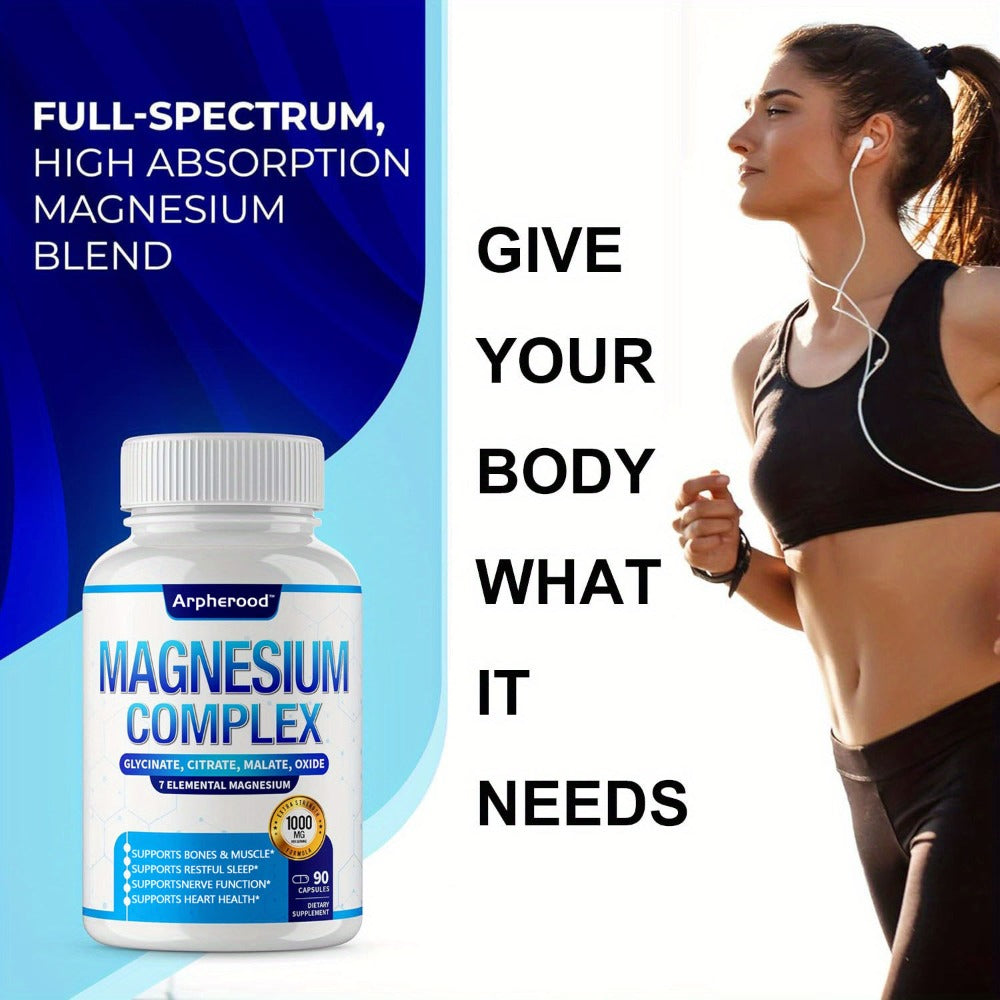 [Magnesium Complex Supplement] Limited Time Offer Magnesium Complex Supplement 180 Capsules | 1000 Mg of 7 Elements - Magnesium Glycinate, Magnesium Malate, Magnesium Taurate, Magnesium Oxide, Magnesium Oxalate