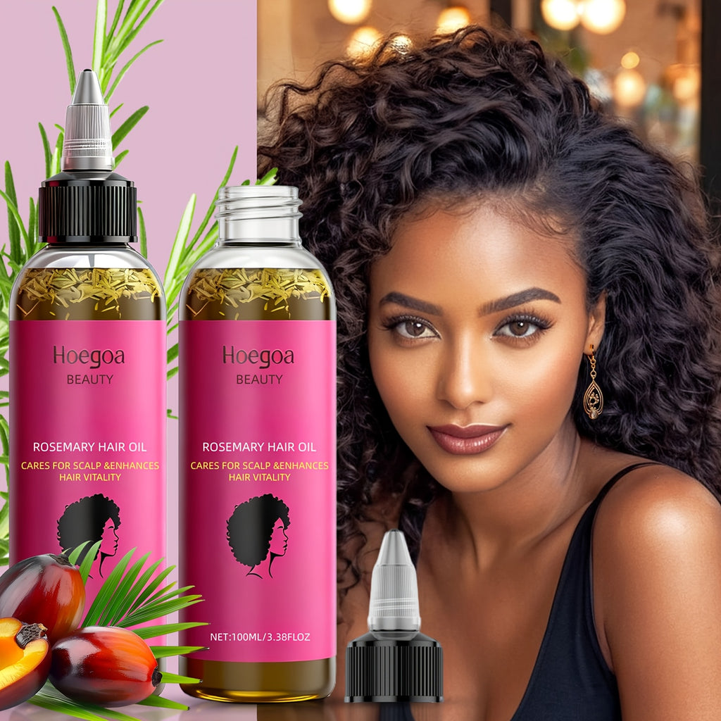 2pcs HOEGOA Rosemary Hair Oil- Natural Rosemary Leaf& Bataana Oil Blend for Hair& Moisturizing, Gentle On Normal Hair, Promotes Healthy Hair, Hair Care, Sleek Bottle Design, Natural Ingredients, Valentines Day Gifts