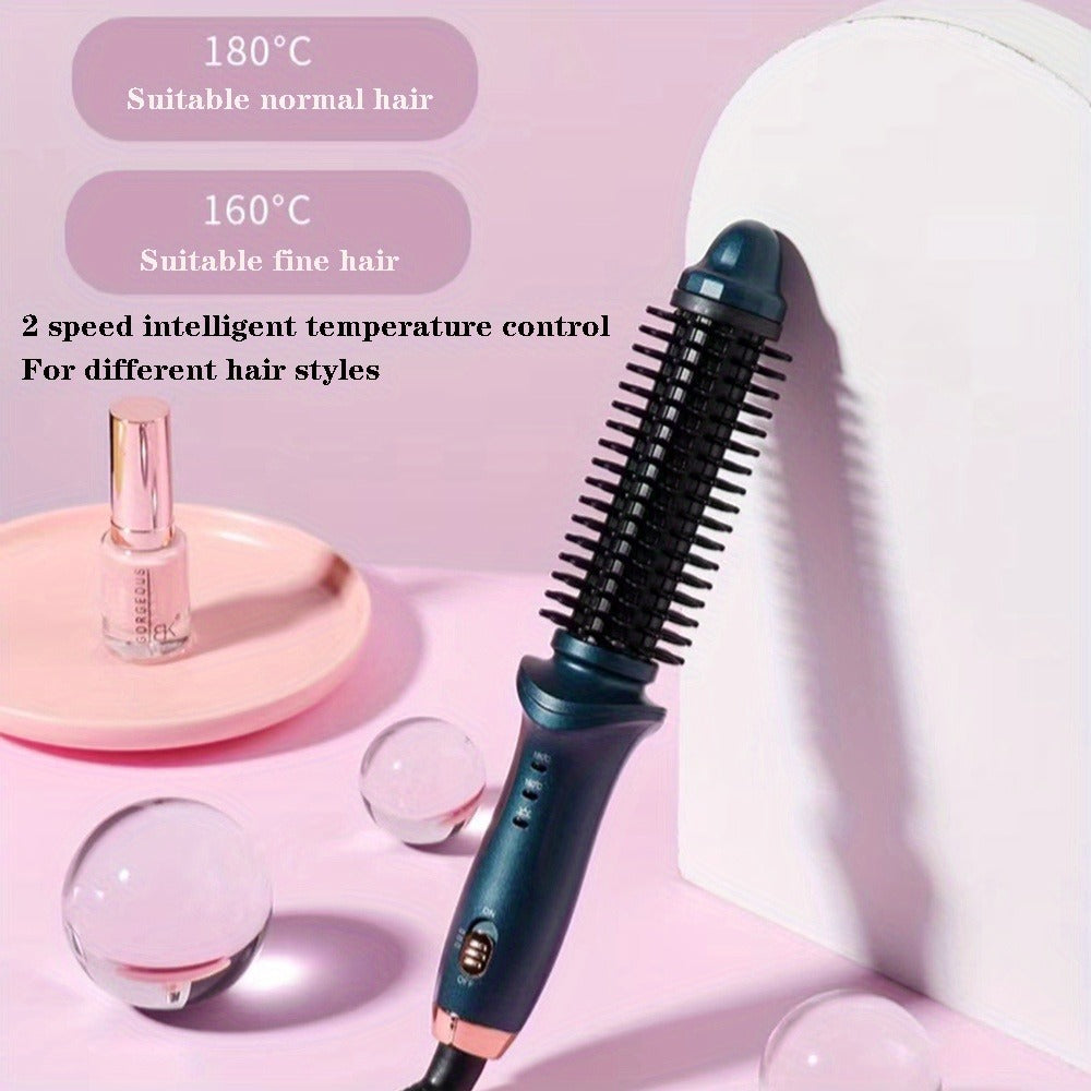 Heated Curling Brush with a Thermal Design, Comb, Ceramic Curling Iron, Volumizing Round Brush, And a Travel-Friendly Hair Curler