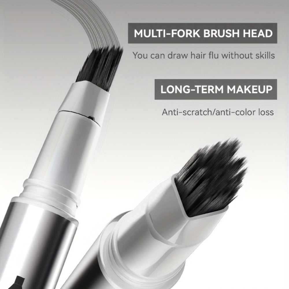 Eyebrow Pencil & Hairline Pen with Dense Brush - Waterproof Sweat-Proof Long-Lasting, 2-in-1 Natural Brow & Hairline Definition, Hair-Stroke Finish, Black Tea Grayish-Brown Chestnut Brown