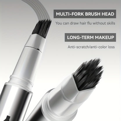 Eyebrow Pencil & Hairline Pen with Dense Brush - Waterproof Sweat-Proof Long-Lasting, 2-in-1 Natural Brow & Hairline Definition, Hair-Stroke Finish, Black Tea Grayish-Brown Chestnut Brown