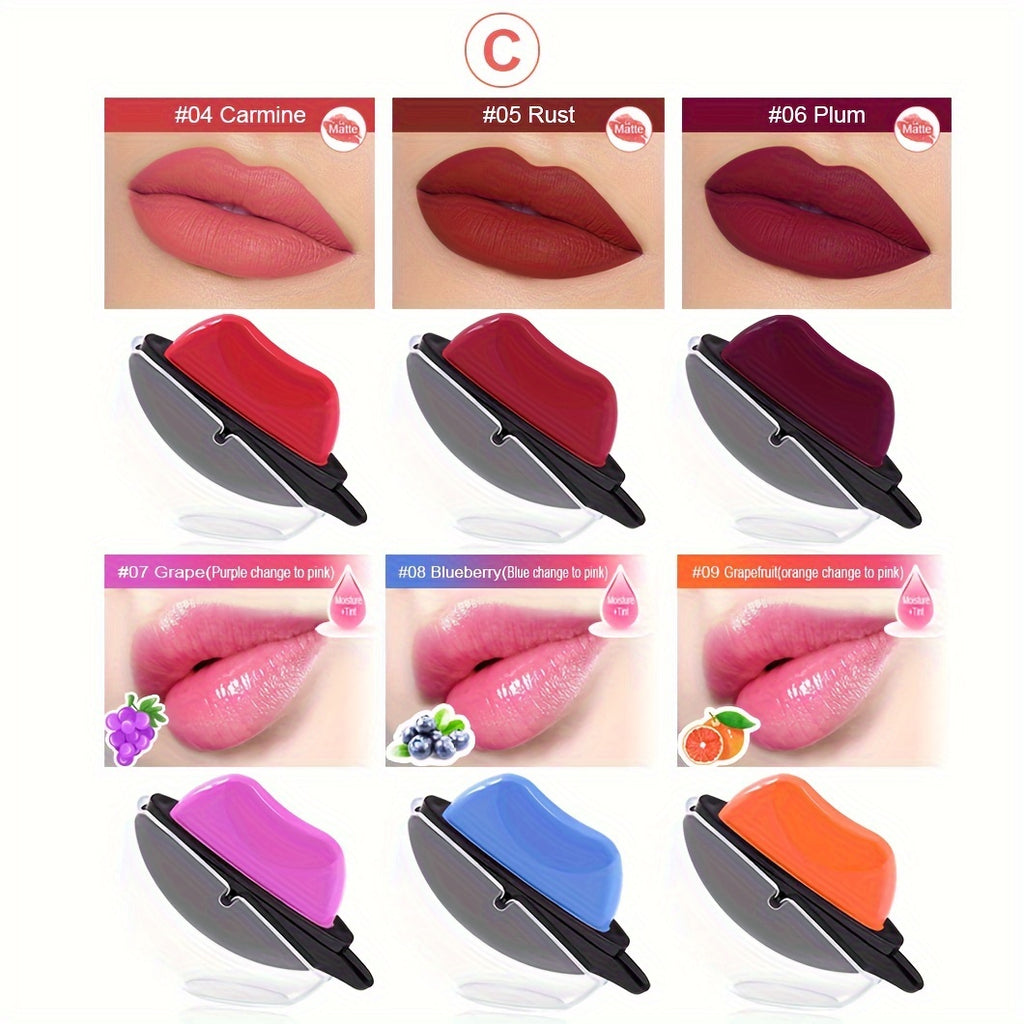 6pcs Lipstick Set, Matte Color Changing Jasmine Scent, Non-Fade Lip Shaped Lipstick Gift Set, Ideal Lip Makeup Gifts for Women