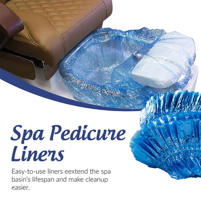 Pedicure Liners Disposable 400 Count XL 48"x48" - Blue Plastic Foot Spa Bowl Liners 9.5 Mic for Pedicure Chair Tub Nail Salon Spa, Hygienic Single-Use Foot Bath Bags