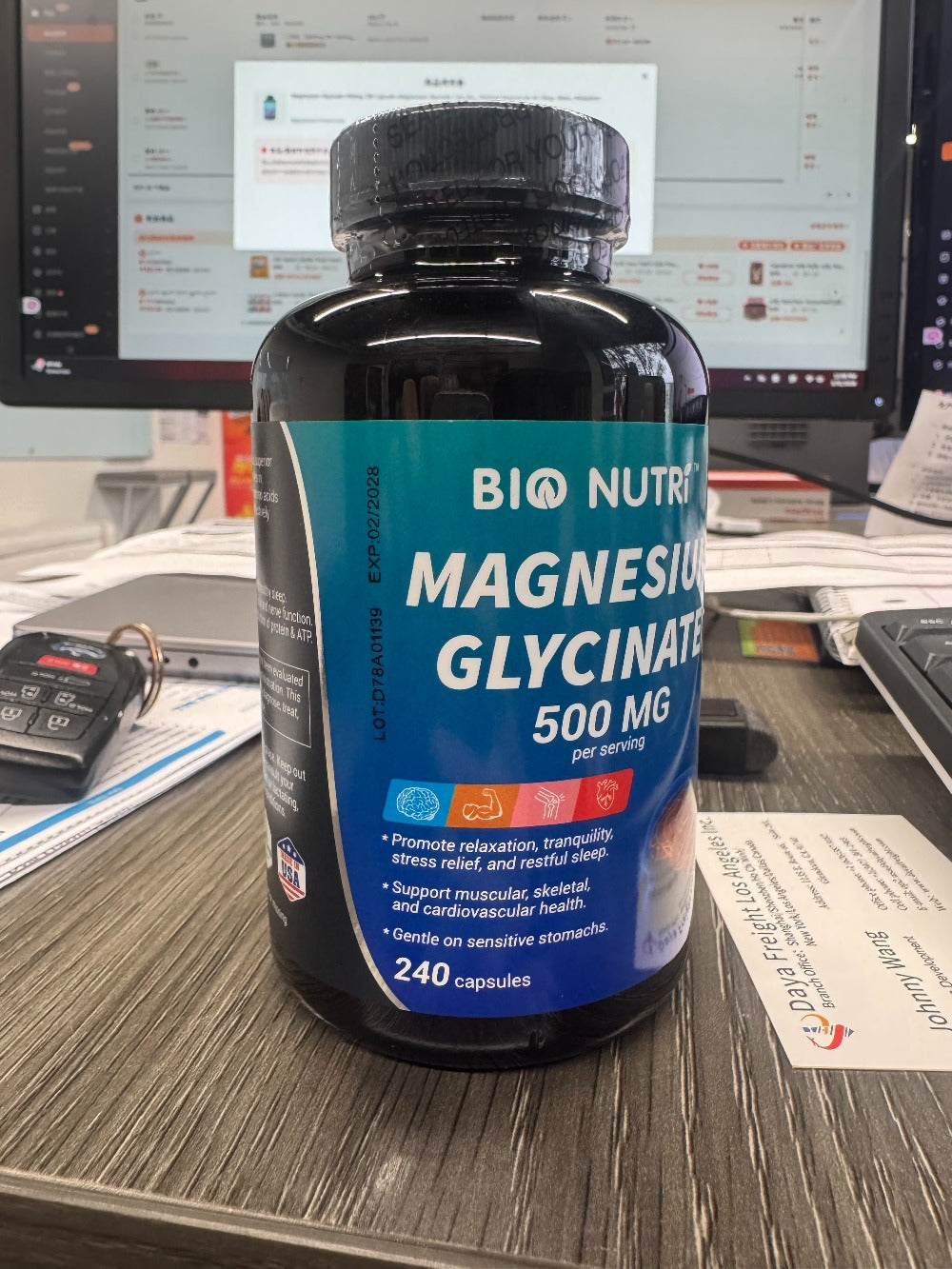 Magnesium Glycinate 500mg 240 Capsules Magnesium Glycinate Capsules, Chelated Magnesium for Sleep, Stress, Relaxation