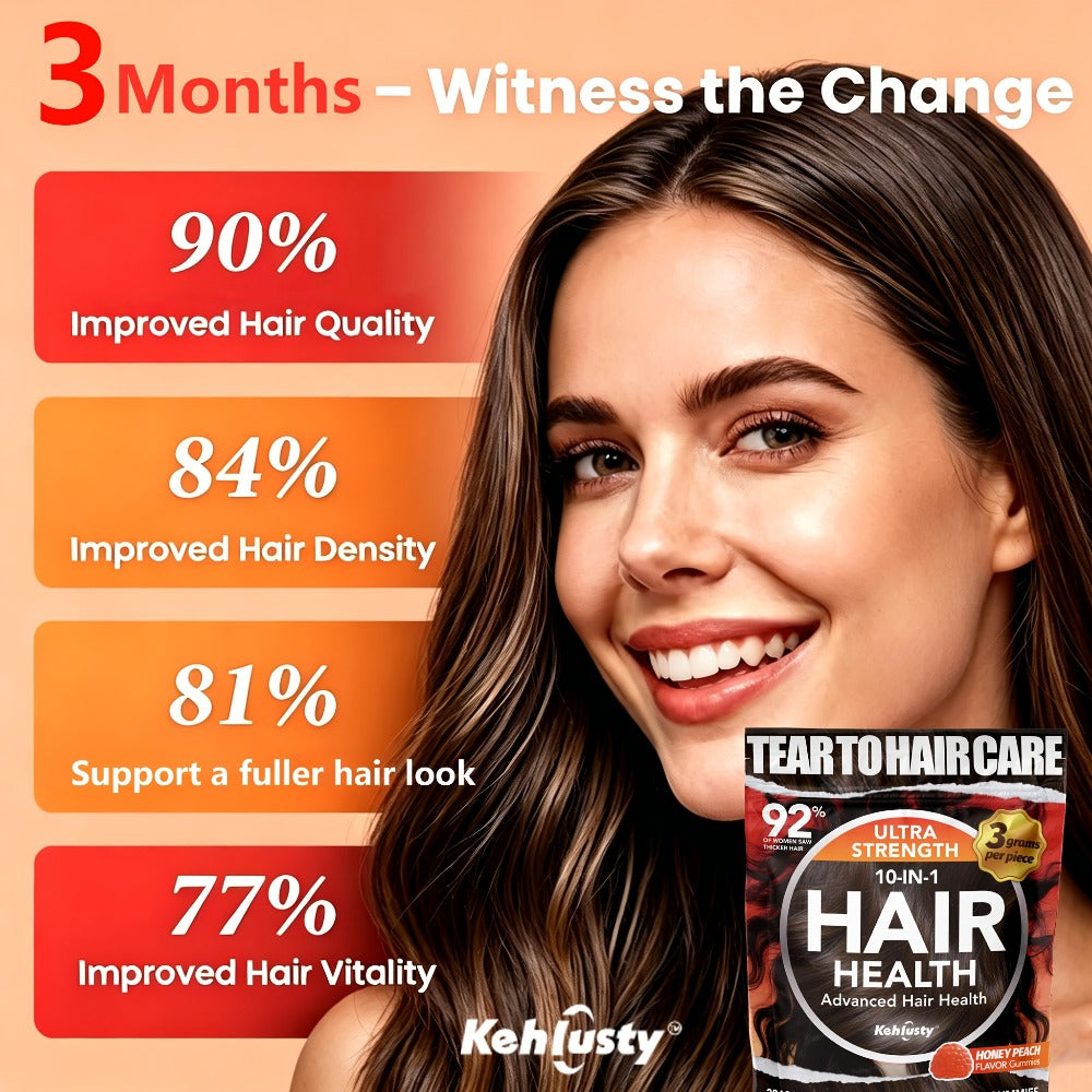 [Hair Care Gummies] Throat Hair Care Gummies, Nourish Thinning Hair And Promote Hair Thickness. Contains Vitamin C, Biotin, Ginger, And Collagen Complex. for Fuller, Thicker Hair. Suitable for Both Women And Men. Peach Flavor - 90 Gummies (30-Day Supply)