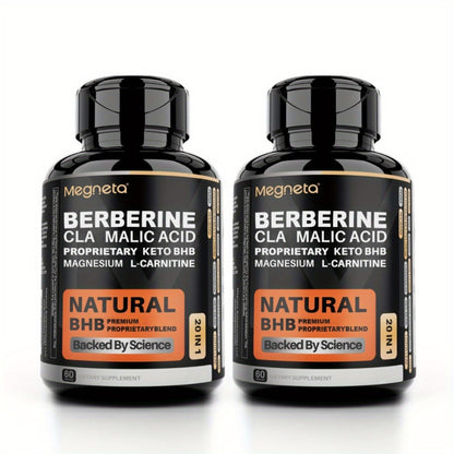 Keto BHB 20-in-1 Weight Loss Capsules — L-Carnitine, CLA, Berberine & Malic Acid | Supports Fat Burn, Insulin & Liver Health | 60 Capsules 30-Day Supply