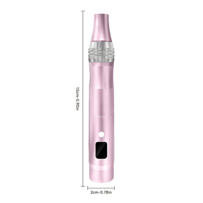 Electric Microneedling Pen 6-Speed Wireless Aluminum Alloy Derma Pen 0.25mm Replacement Heads USB Rechargeable At-Home Skin Renewal Device