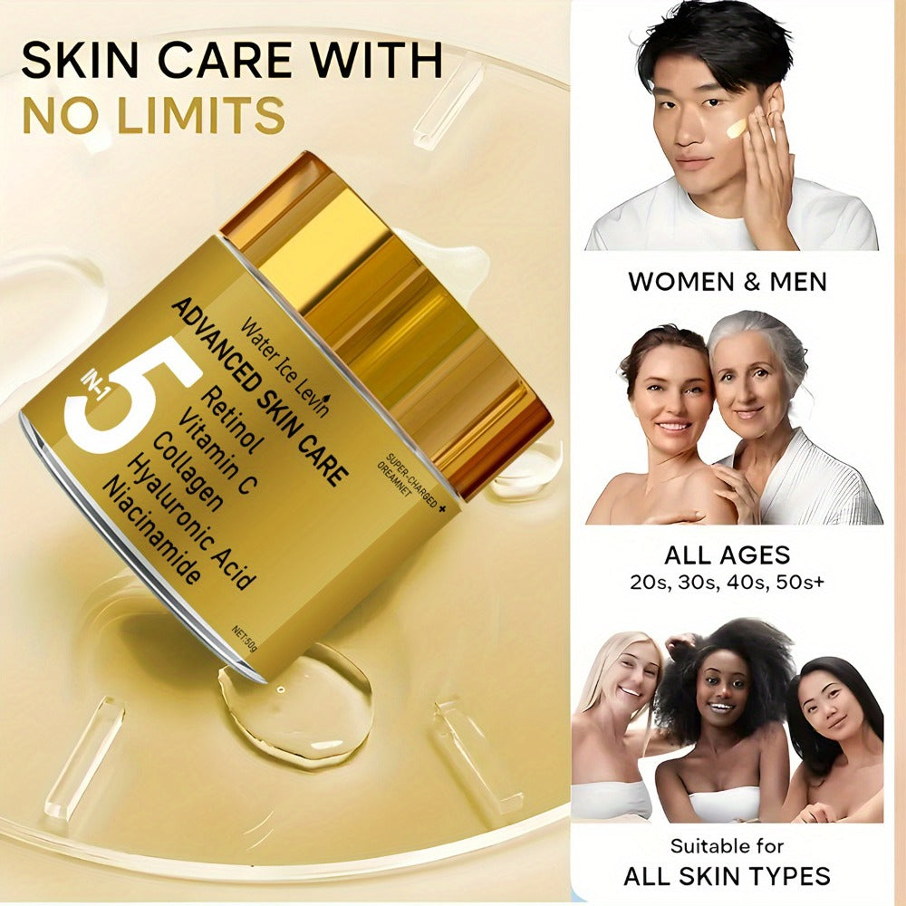 Water Ice Levin 5-in-1 Instant Lift Advanced Cream with Retinol, Vitamin C, Collagen, Hyaluronic Acid & Niacinamide, Tightens Light Beige, Suitable for All Light Beige Types, Unisex, Luxury Packaging Design, Advanced Formula