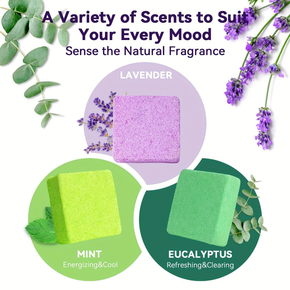 Shower Steamers Aromatherapy 6pcs Essential Oil Shower Tablets Eucalyptus Lavender Mint Citrus Jasmine Grapefruit Natural Spa Shower Bombs Self Care Gift for Women Men Bath Tablets