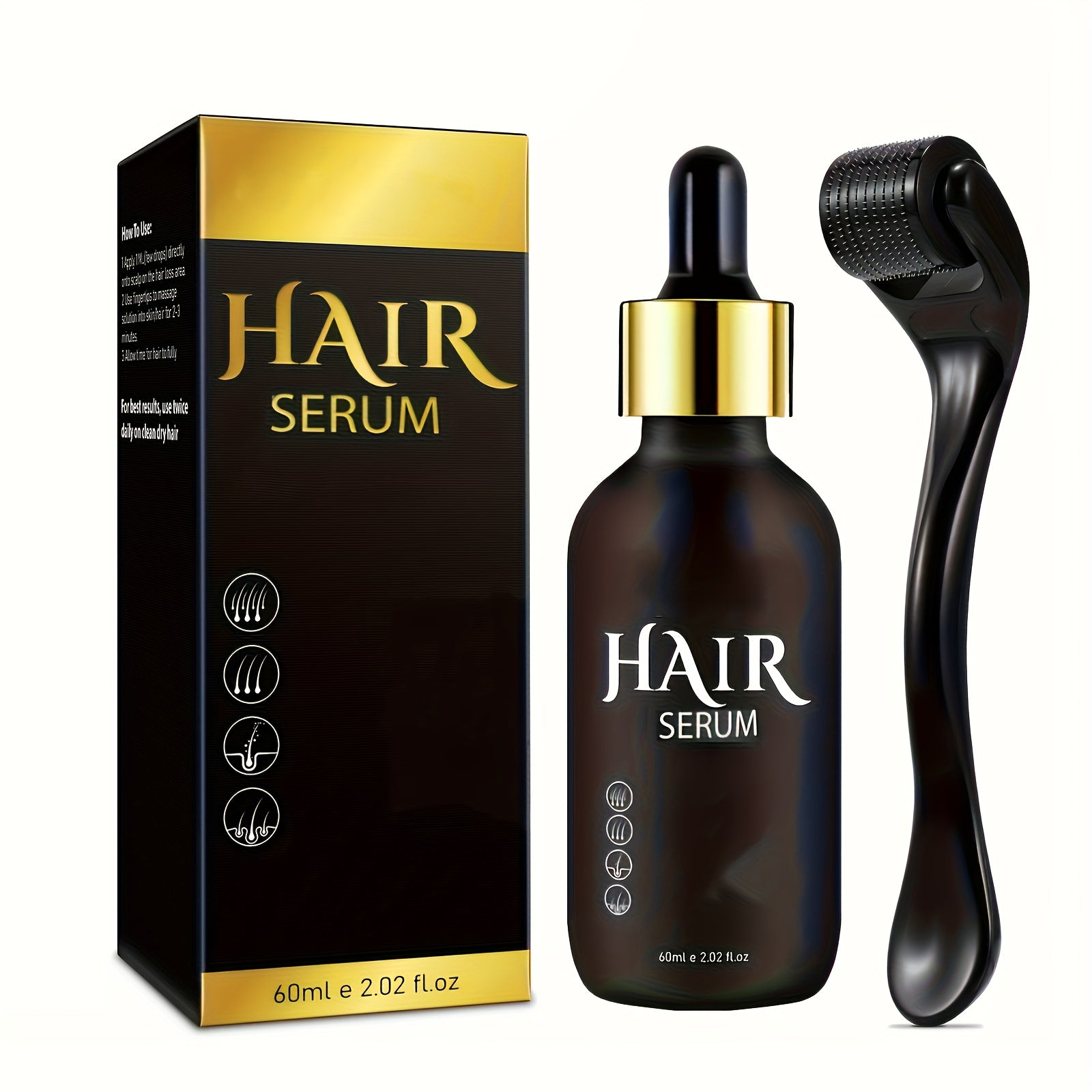 2.03oz Hair Nutrition Essence + A Roller Tool Set, Scalp Nutrition Essence, Apply to The Scalp, for Beard, Hair, Suitable for People with Sparse Hair