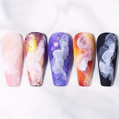 Watercolor Blooming Gel Nail Polish White Gradient Flower Effect Semi-Permanent Soak-Off LED UV Nail Art Ink Floral Marble Effect Nail Art Design for Women Salon Home Manicure