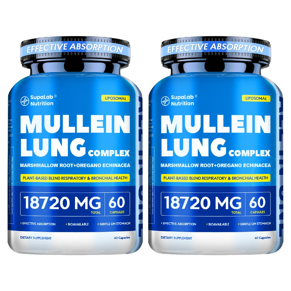 Lung Health And Respiratory Wellness, 12000Mg Mullein Leaf with Quercetin for Bronchial, Breath, Immune Health, Breathing Ease And Seasonal Comfort, 60 Capsules