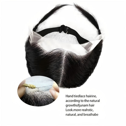 Lace Frontal Hairline Patch Human Hair 13x4 — Clip-Free, Natural Black 1B Straight, Breathable Lace, Seamless Fusion, Headband Compatible, All Skin Tones, Scalp Patch