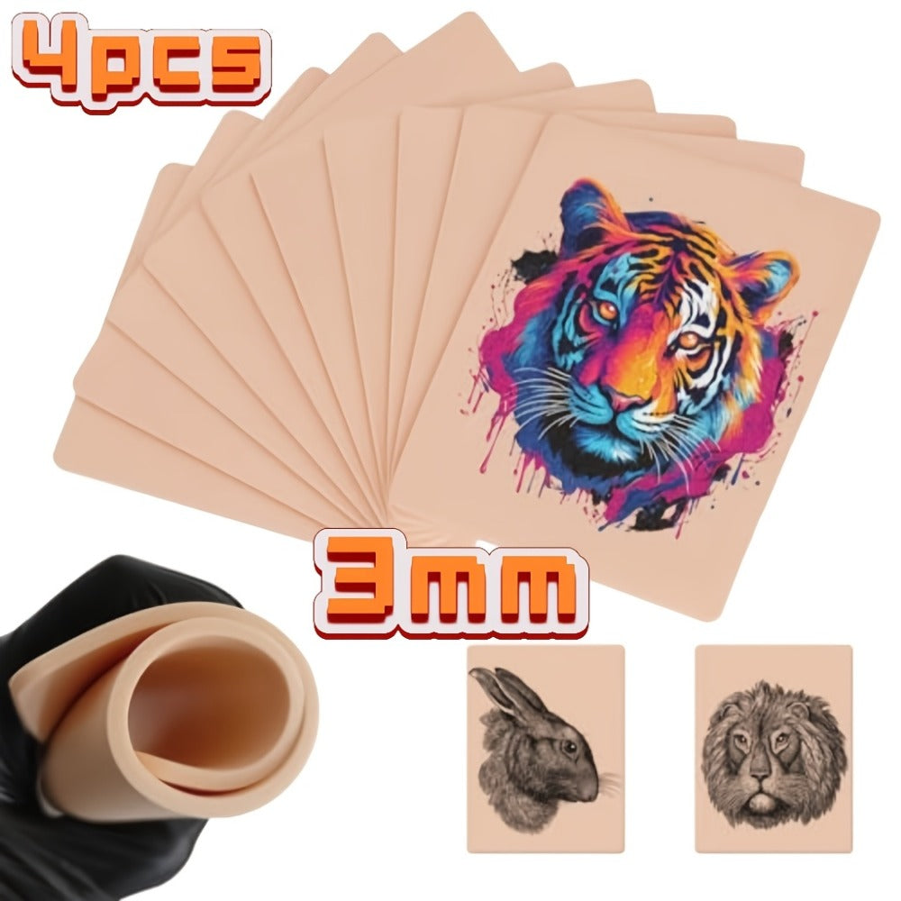 18/12/8/6/4/2pcs Tattoo Skin 3MM Fake Skin Blank Tattoo Practice Skin Double Sides Fake Skin Tattoo For Beginners And Tattoo Artists Tattoo Supplies