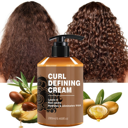 Curl Defining Cream with Argan Oil 9.47oz - Moisturizing Frizz Control Hair Styling Paste for Wavy & Curly Hair | Long-Lasting Hold | Non-Sticky Formula