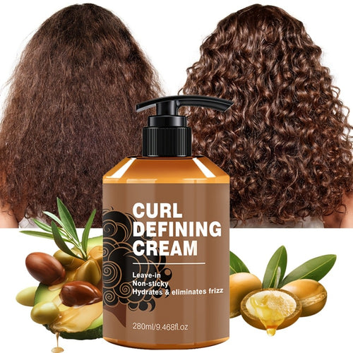 1 Bottle -Adult Curl Defining Cream, 9. 47oz - Moisturizing Hair Styling Paste with Argan Oil for Normal Hair, Long-Lasting Hold & Elasticity, Suitable for Wavy and Curly Textures, Frizz Control Haircare | Sleek Bottle Design | Non Sticky Formula