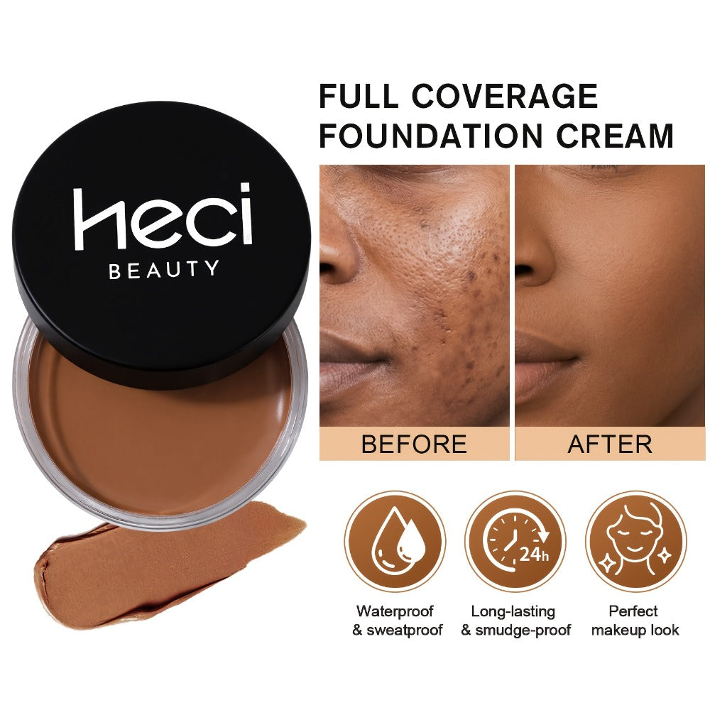 Matte Velvet Foundation Cream Full Coverage — Waterproof Oil Control, Pore-Less Smudge-Proof Long-Lasting Formula, 0.7oz, 6 Shades Light to Deep