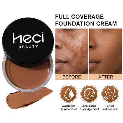 Matte Velvet Foundation Cream Full Coverage — Waterproof Oil Control, Pore-Less Smudge-Proof Long-Lasting Formula, 0.7oz, 6 Shades Light to Deep