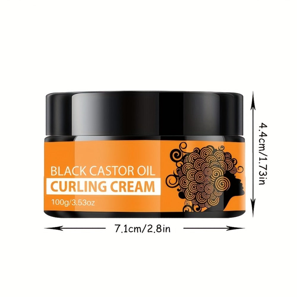 Curl Defining Cream with Castor Oil 2pcs - Hair Styling Curling Cream, Moisturizing Elastin, Repairs Damaged Hair, Rosemary & Coconut Oil Formula, For Wavy Curly Coarse Hair, Holiday Gift Set