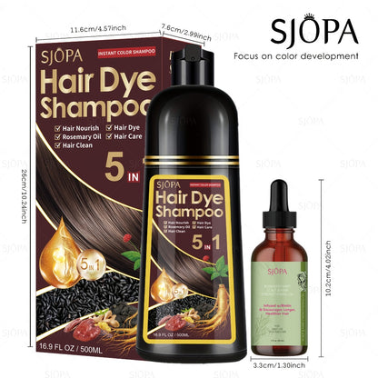Hair Dye Shampoo Kit 3-in-1 with Rosemary Hair Oil - Quick Color, Gentle & Natural Formula | 16.91oz + Oil | 12 Shades | Safe for Skin | Perfect Gift