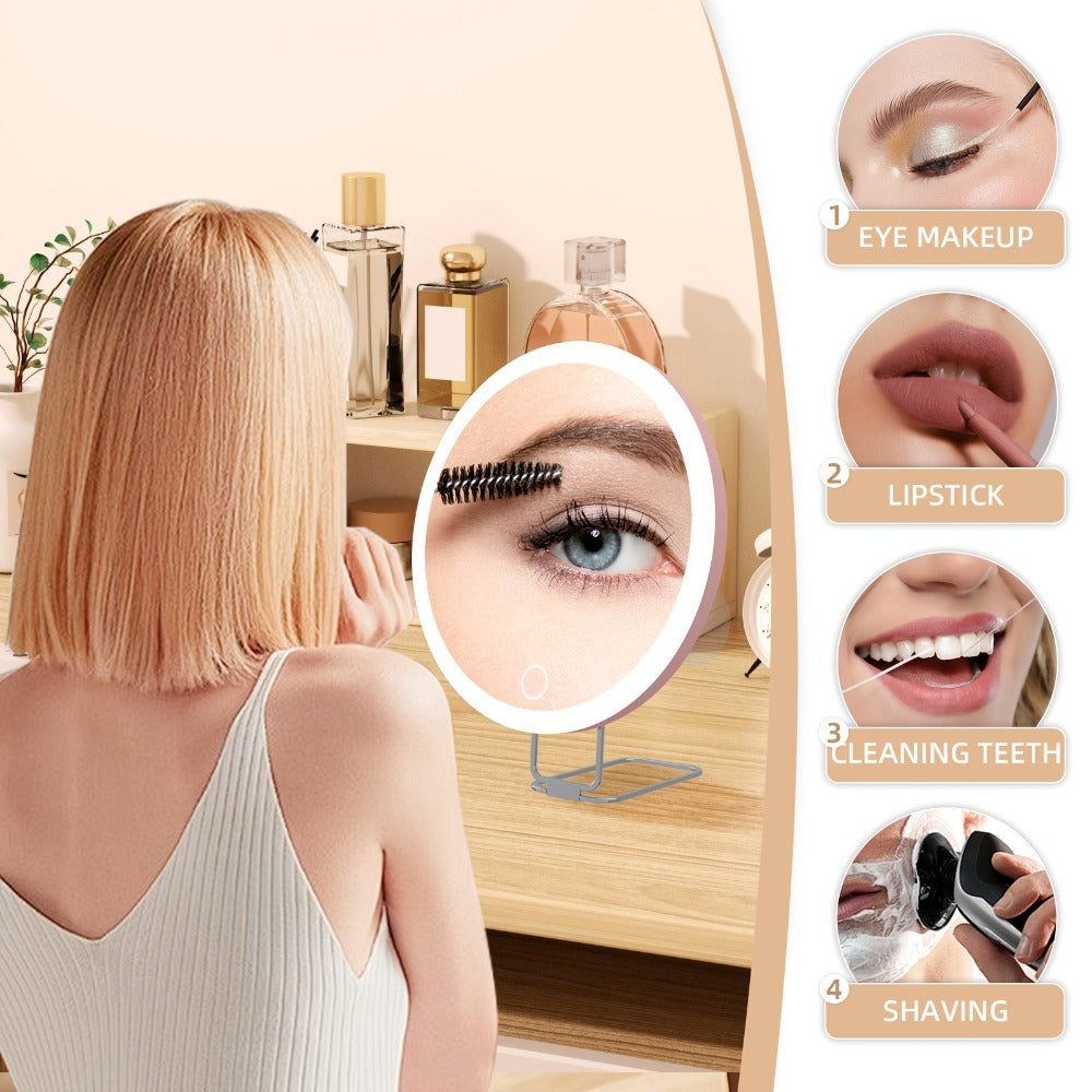 30X LED Magnifying Makeup Mirror Rechargeable, 6-Inch Lighted Handheld Pocket Mirror with Hanging Loop, Portable Travel Vanity Mirror for Precision Makeup & Grooming, Gift for Women and Men
