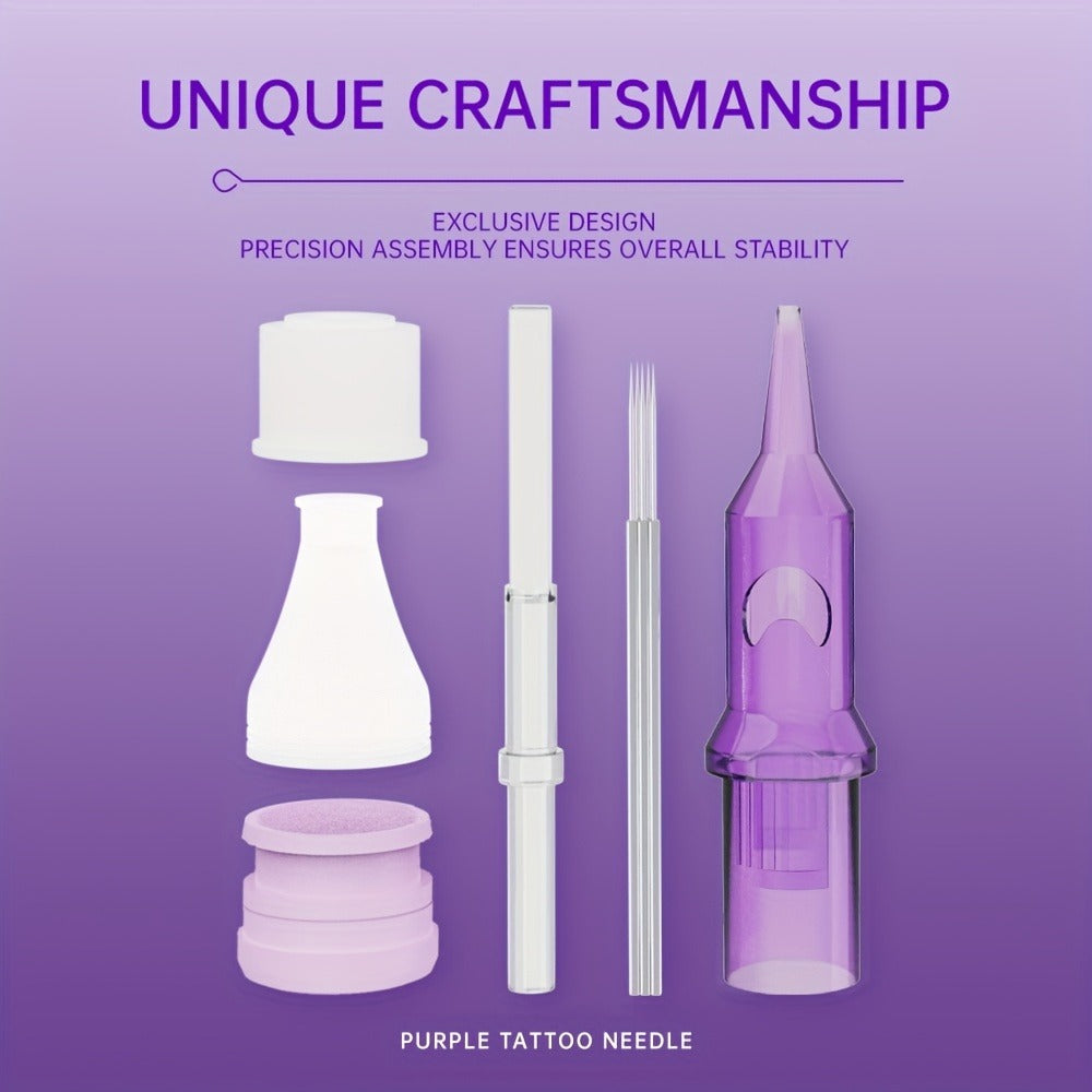 Tattoo Cartridge Needles Purple RL RS RM M1 Mixed Sizes - Tuffking Professional Disposable Liner Shader Magnum Needles for Tattoo Artists & Beginners 30 50pcs