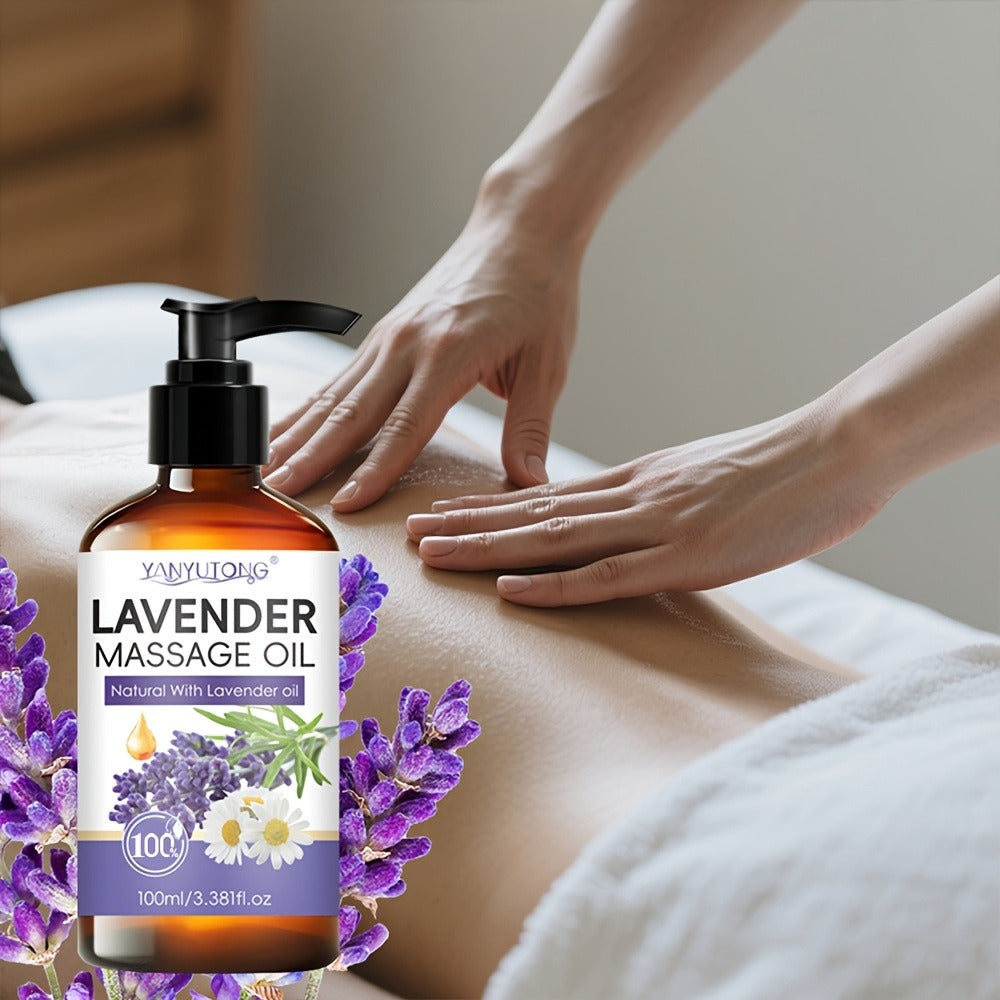 [Natural]3.38oz Lavender Massage Oil - Nourishing & Hydrating Formula with Lavender, Suitable for All Skin Types, Couples & Massage Use, Gentle & Non-Irritating, Must-Have Skincare Essential | Natural Ingredients | Ideal Holiday Gift