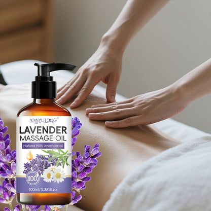 Lavender Massage Oil for Body — Natural Nourishing & Hydrating Formula, 3.38oz, Suitable for All Skin Types, Couples Massage, Gentle & Non-Irritating Skincare Essential