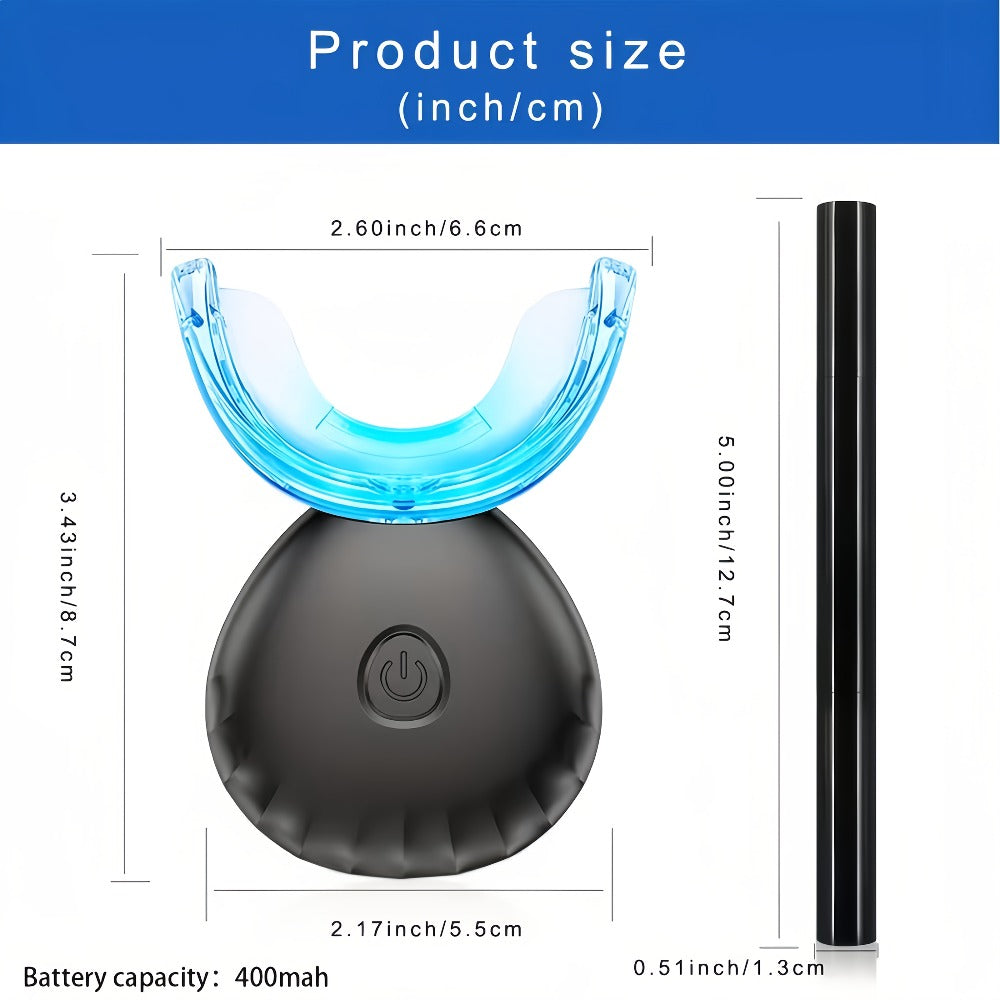 Teeth Whitening Kit with 16-Point LED Blue Light Accelerator, Wireless Home Use Whitening Device, Natural Stain Removal, 4 Whitening Gel Pens & Color Shade Guide Included