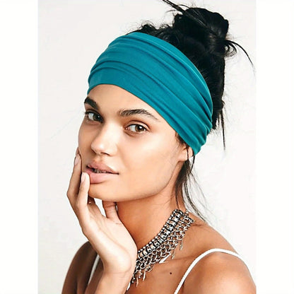 Stretchy Headbands 20pcs Bulk Soft Sweat-Wicking Sports Turban Bandanas for Women Men Non-Slip Elastic Knot Hair Wraps Breathable Solid Colors for Yoga Running Gym Workout Daily Fashion