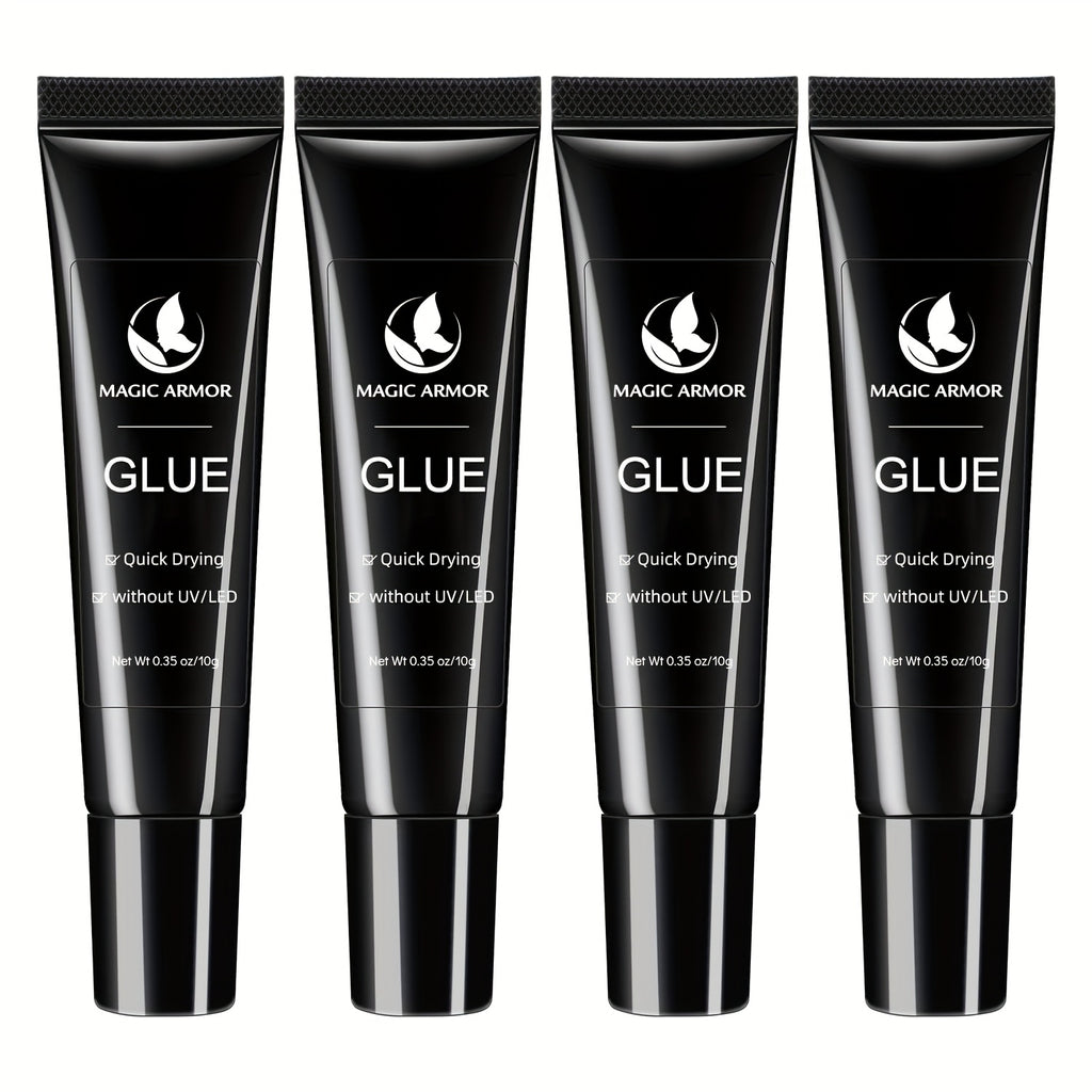4 * 0.35 oz Of The Strongest Nail Glue, Fast Drying Nail Glue In 10 Seconds, Used For Nail Pressing, Upgraded Super Strong Without Light Solid Bonding Nail Glue, Long-lasting