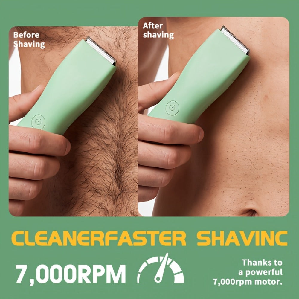 Body Hair Trimmer IPX6 Waterproof Replaceable Ceramic Blades with Limit Comb - Electric Groin Trimmer for Men Bikini Trimmer for Women Manscaping Groomer Black Green Purple Pink