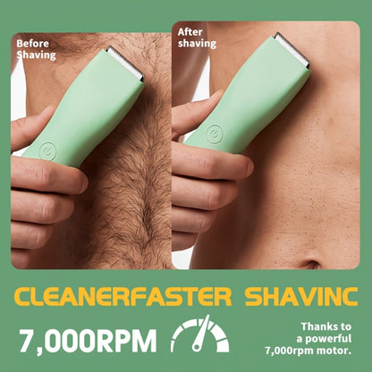 Body Hair Trimmer IPX6 Waterproof Replaceable Ceramic Blades with Limit Comb - Electric Groin Trimmer for Men Bikini Trimmer for Women Manscaping Groomer Black Green Purple Pink