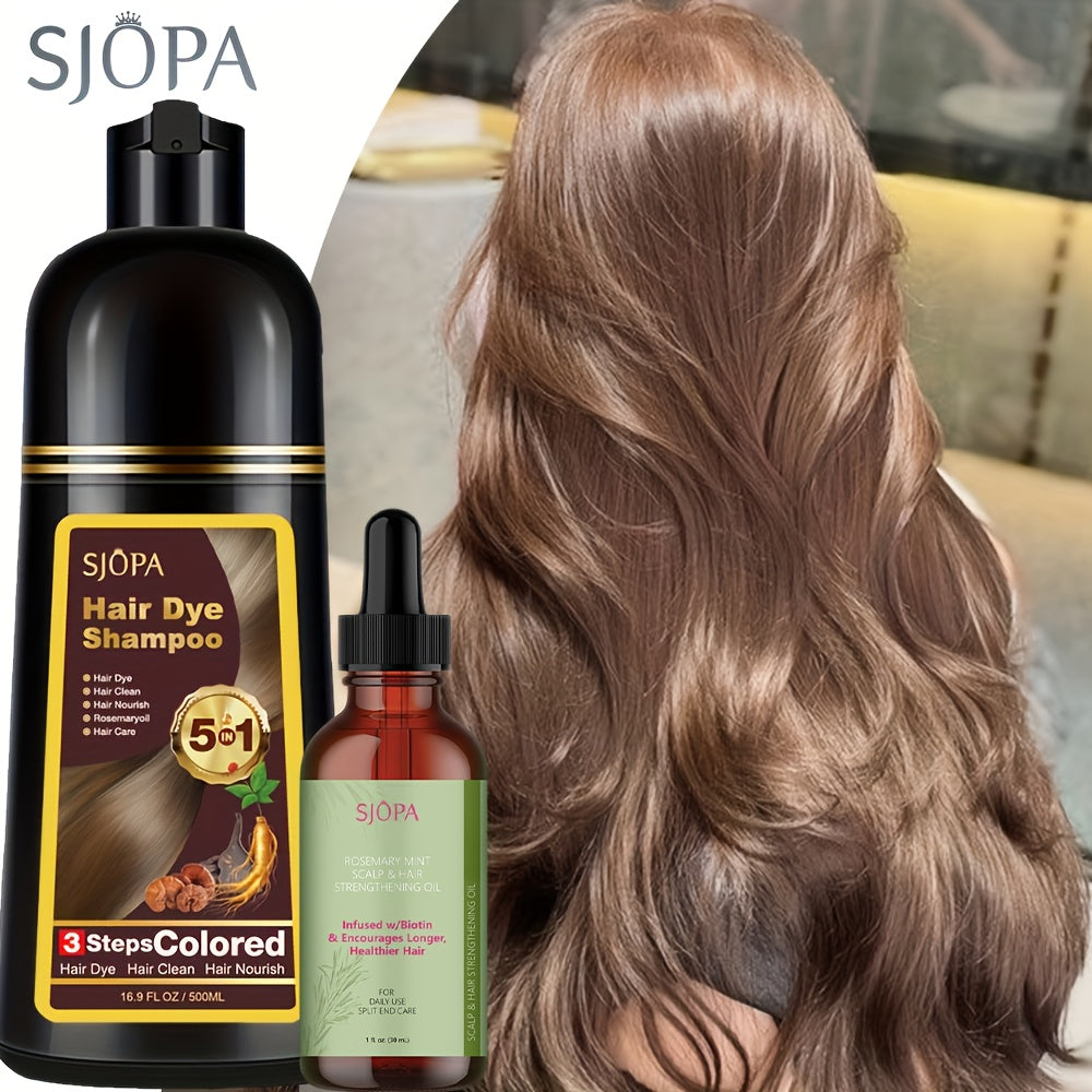 Hair Dye Kit – 3-in-1 Hair Dyeing Shampoo with Rosemary Oil & Squalane, Natural Plant-Based Formula, Gentle on Skin, Fast Color, Multi-Shade Home Hair Color Set