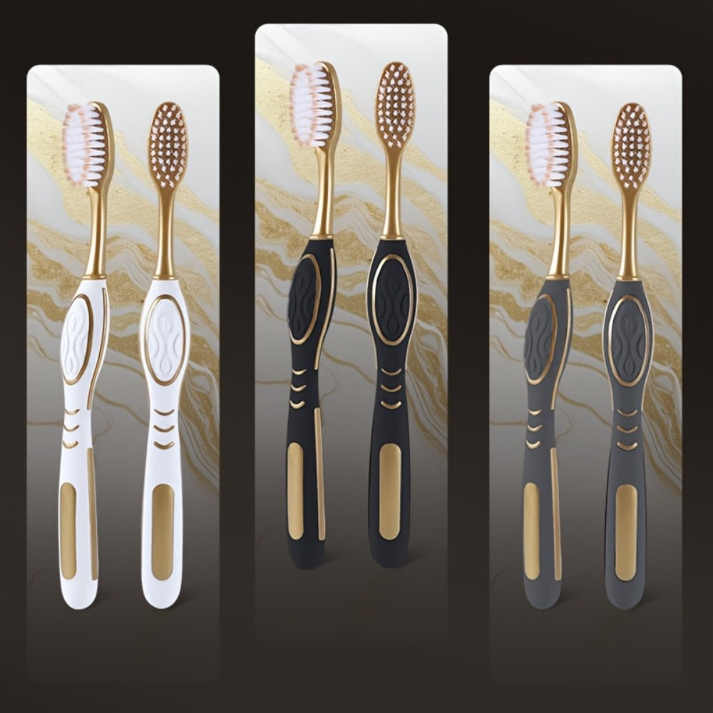 GLORYIN [6pcs Travel Set] [6pcs Travel Set X 2] White Platinum Series Olive-shaped Anti-slip Handle Travel Essential Household, Adult, Couple, Soft Bristle Toothbrush.