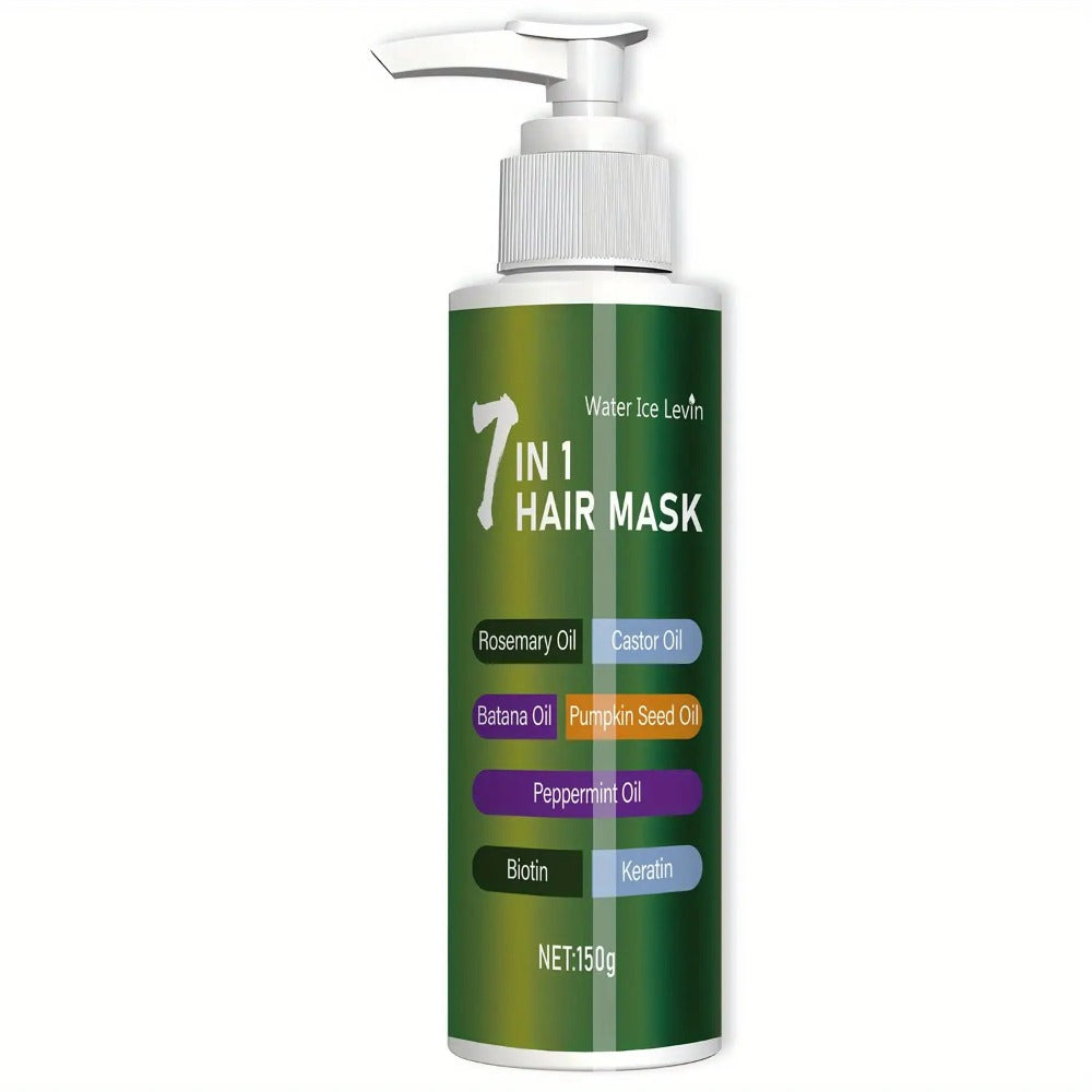 150G/5.291Oz, Water Ice Levin 7-In-1 Deep Conditioning Hair Mask Prevents Breakage Softens Dry Hair Enriched with Rosemary Oil Castor Oil Banta Oil Pumpkin Seed Oil And Biotin Keratin