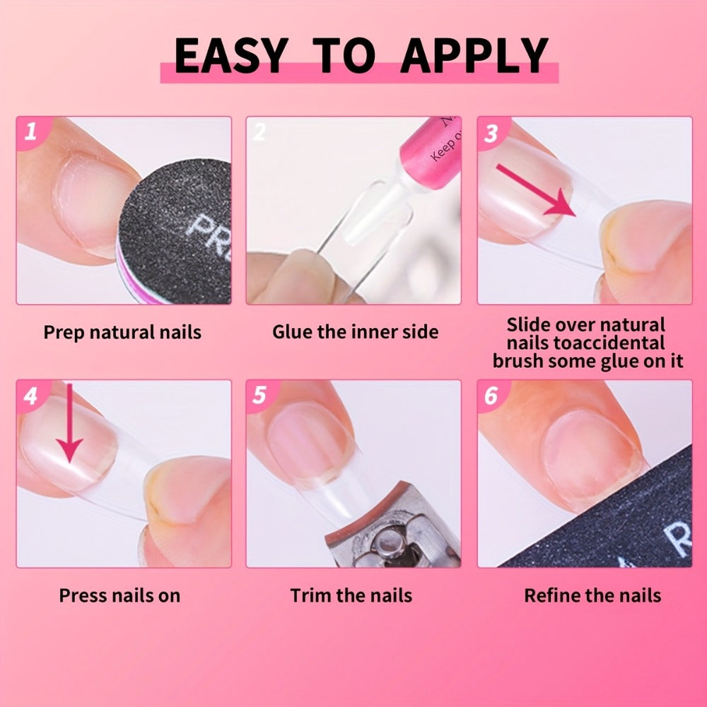 Complete Nail Glue Set - Water-Resistant, Unscented Liquid Adhesive for Press On Nails with 2pcs 0.24oz Brush On Nail Glue & 12pcs 0.07oz Bottles - Perfect for Nail Art And DIY Nail Enhancement (14pcs/28pcs)